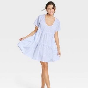 A New Day Flutter Short Sleeve Tiered Dress Has pockets!